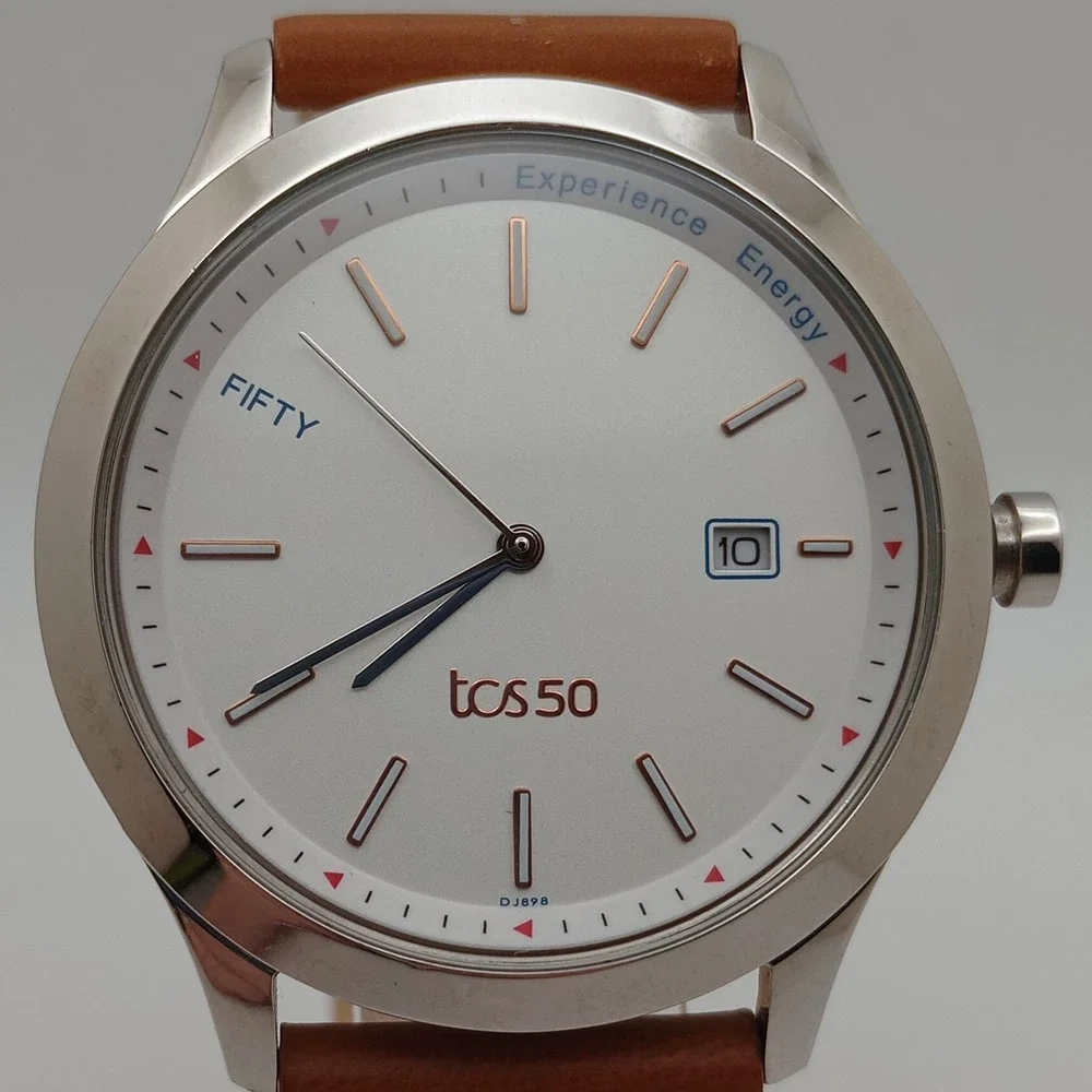 Titan TCS50‎ DJ898 Date Analog Brown Leather Band Energy India Corporate new bat